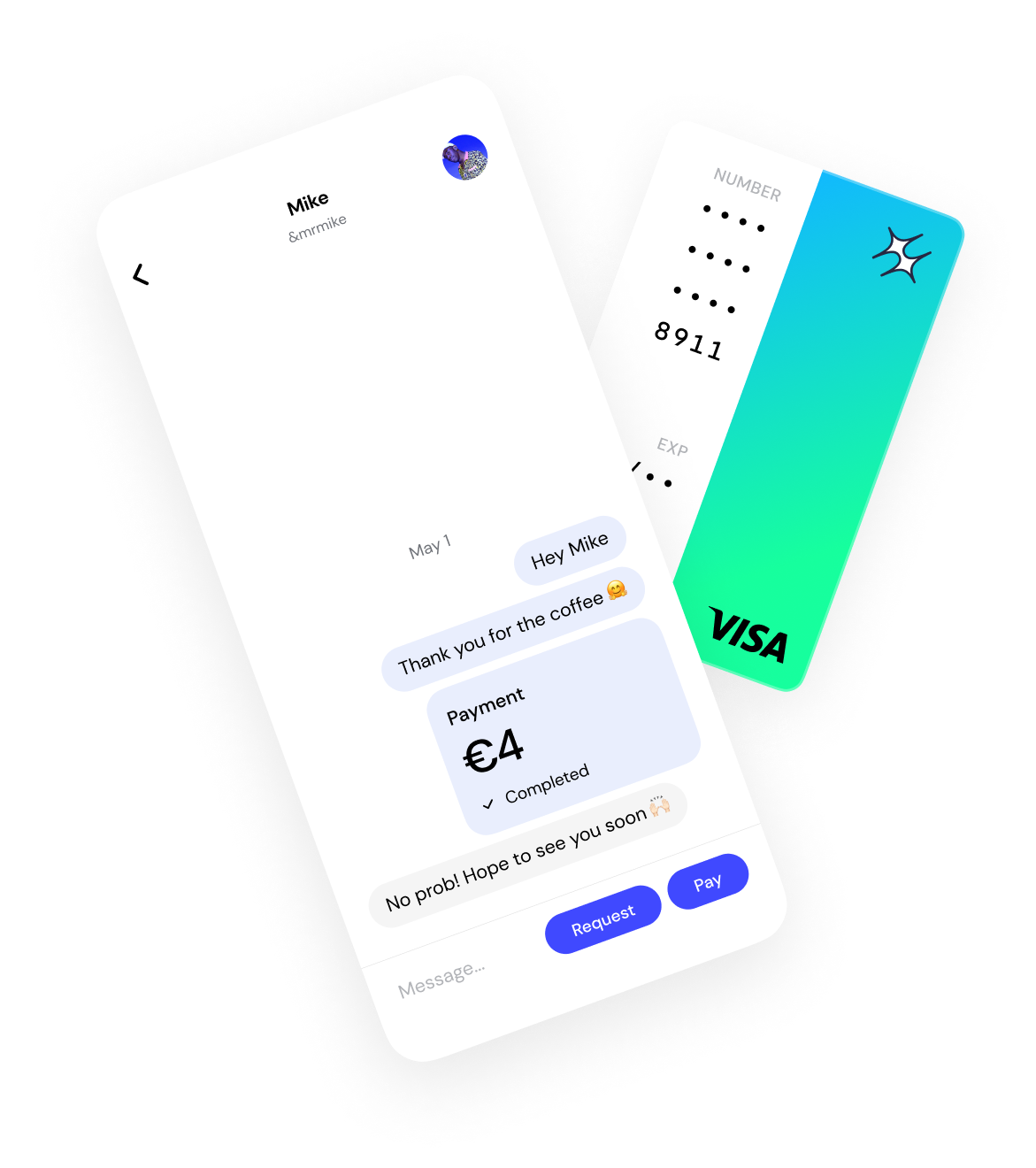 Chat and virtual card